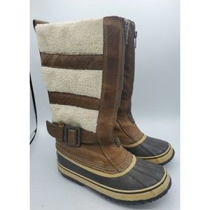Sorel Brown and Cream Winter Boots